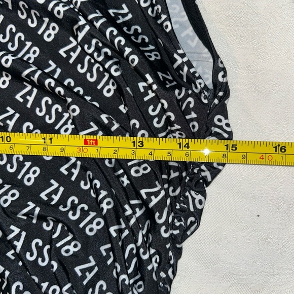 ZARA Dress Womens L Black Numerical Allover Print Cinged Waist Maxi - Picture 5 of 6